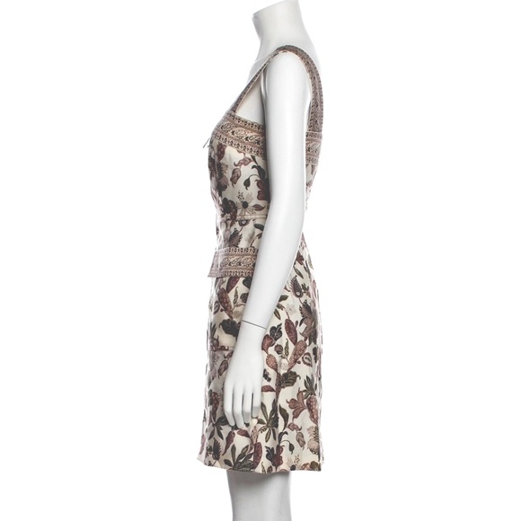 $490 msrp Tory Burch zip front mini paisley floral wool silk dress sz 2 - Picture 4 of 6
